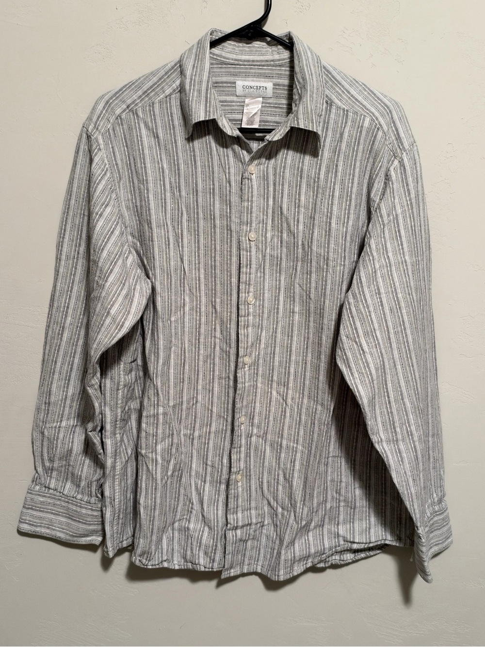 Concepts Men’s Gray Stripe Long-Sleeve Button-Down Shirt